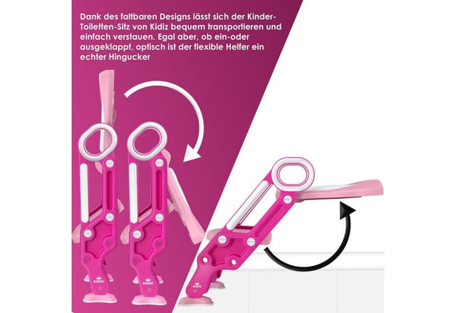 KIDIZ Kinder Toilettensitz Toilettentrainer mit Treppe und Griffen Pink