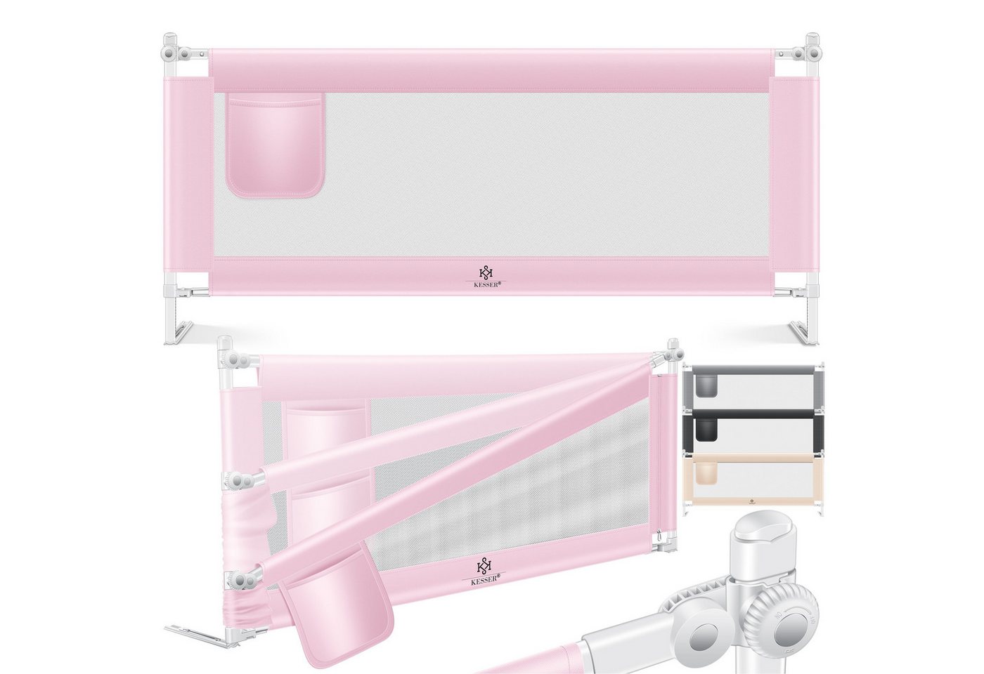 KESSER Bettschutzgitter für Kinder Klappbar Länge 150 cm Rosa Bild 3