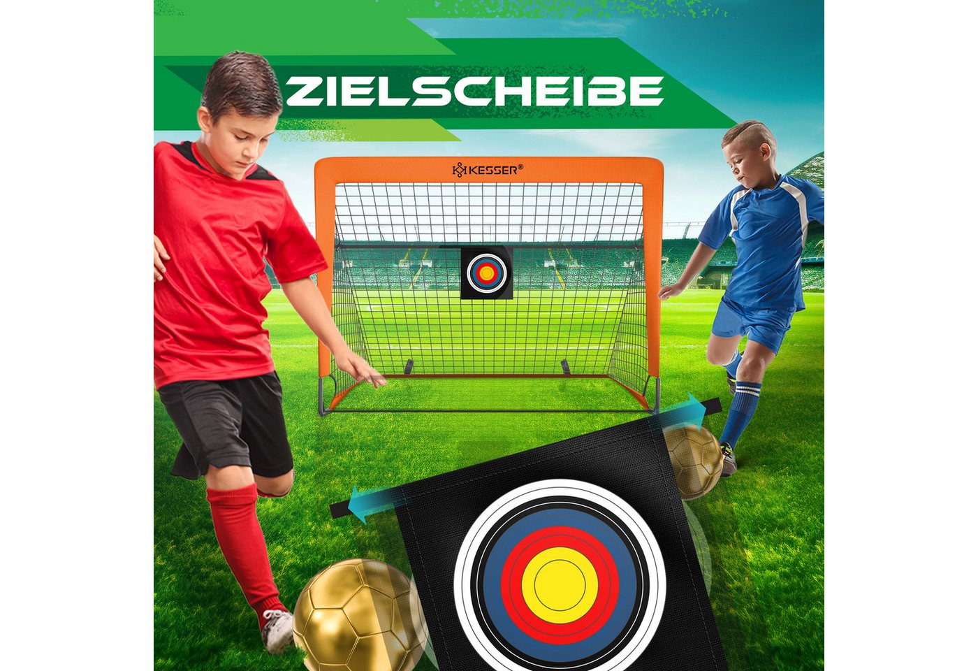 KESSER Fußballtor für Kinder Kinderfußballtor Orange 2er Set 2 Tore Bild 2