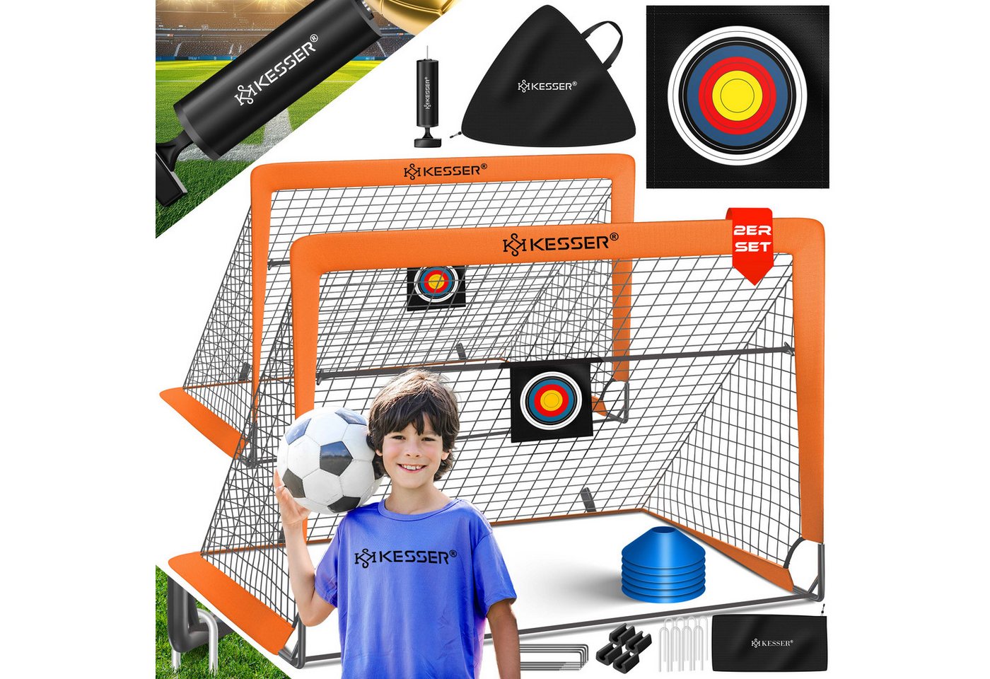 KESSER Fußballtor für Kinder Kinderfußballtor Orange 2er Set 2 Tore Bild 4