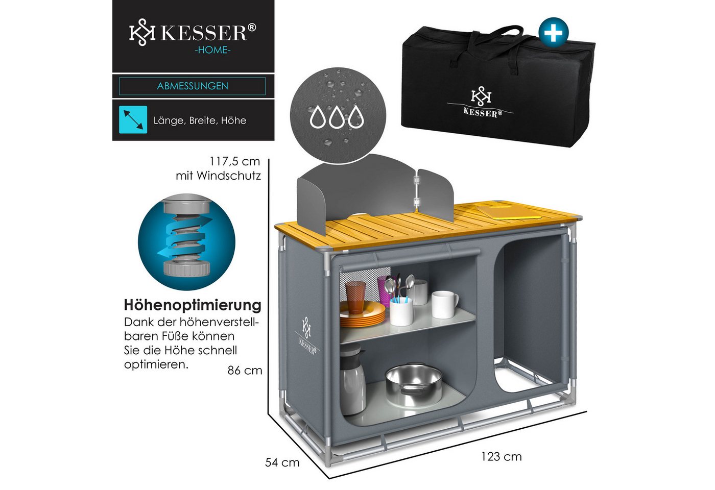 KESSER Campingschrank Campingküche mit Aluminiumgestell Typ F4 Grau Bild 2