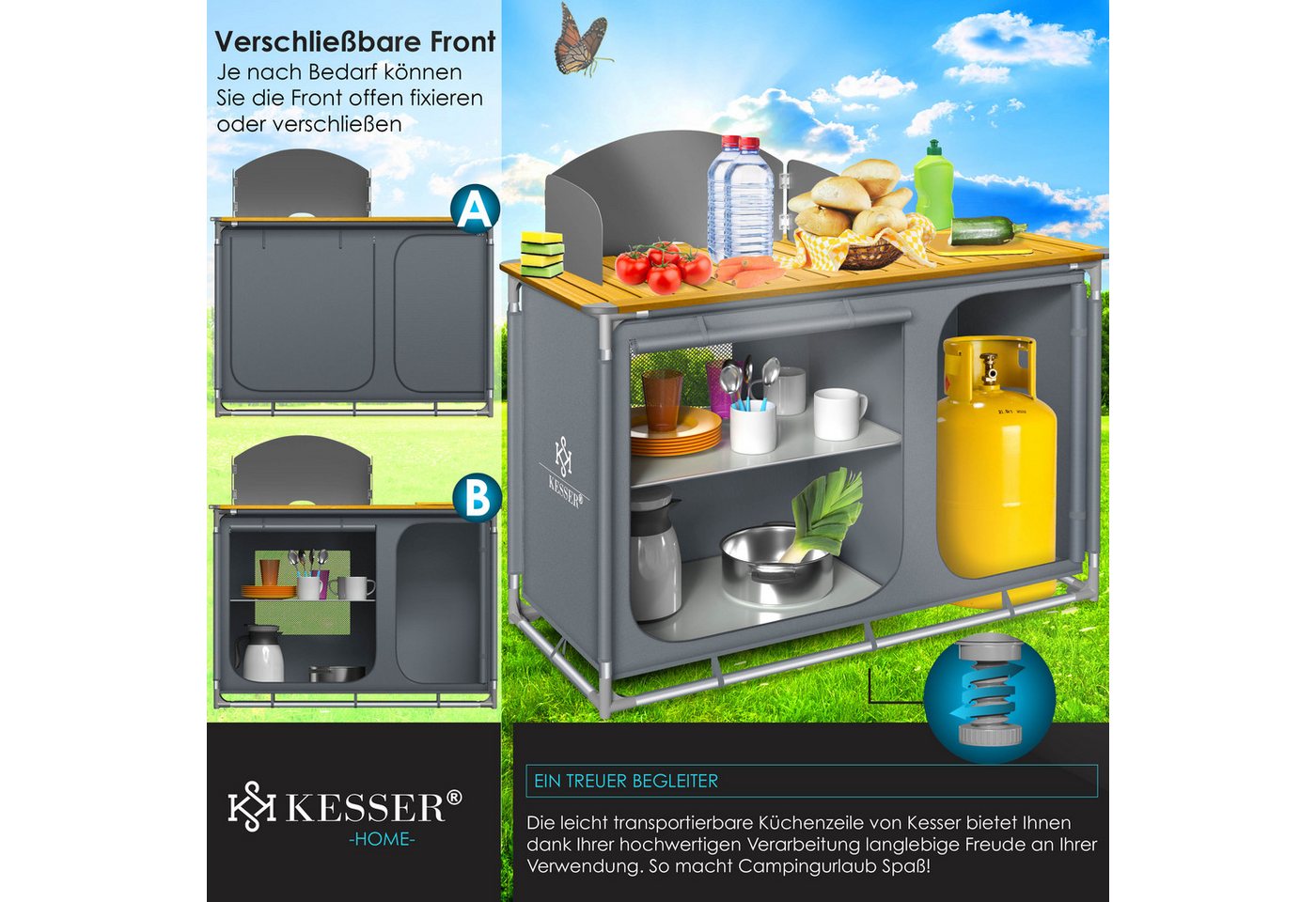 KESSER Campingschrank Campingküche mit Aluminiumgestell Typ F4 Grau Bild 3