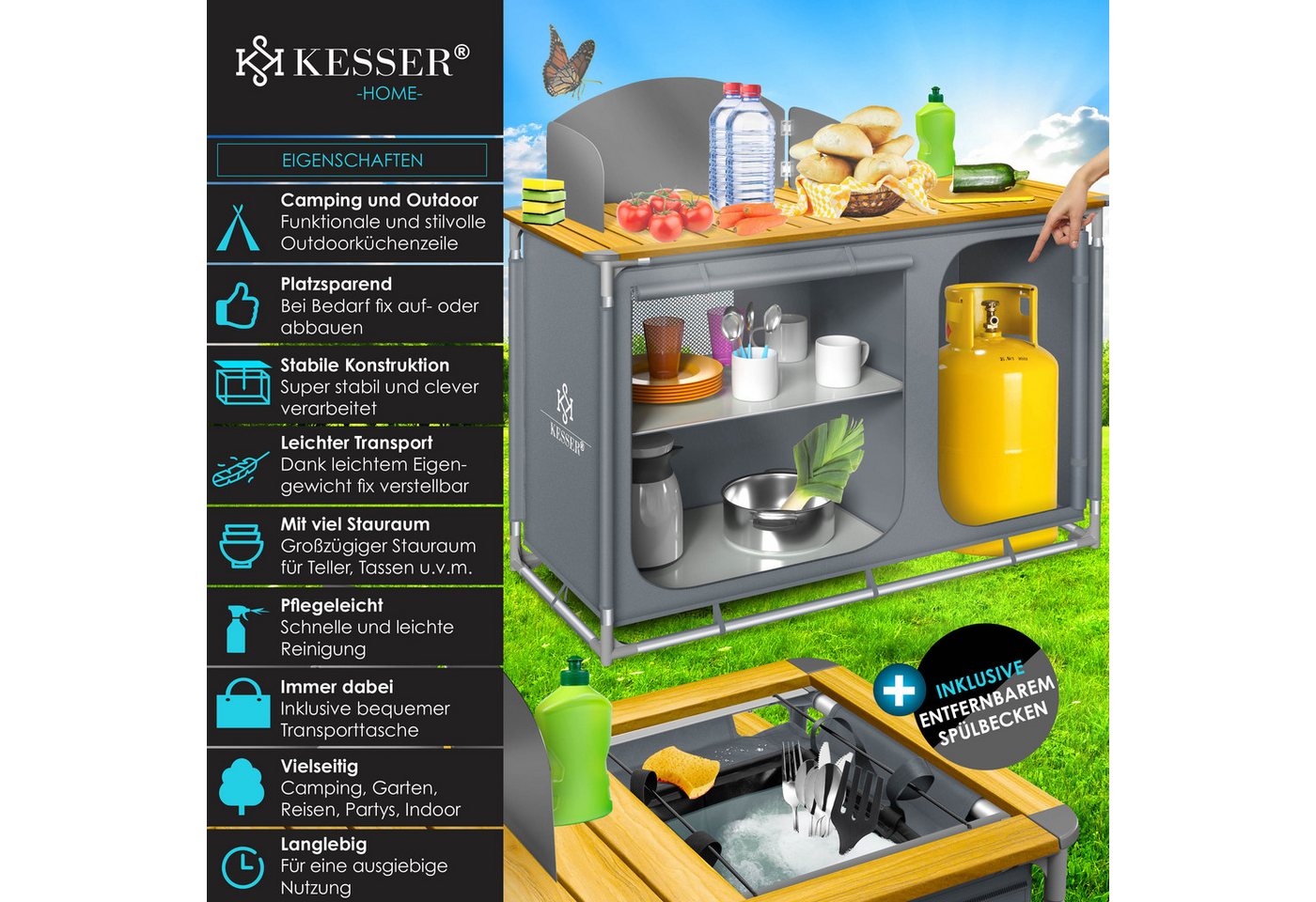 KESSER Campingschrank Campingküche mit Aluminiumgestell Typ F4 Grau Bild 4