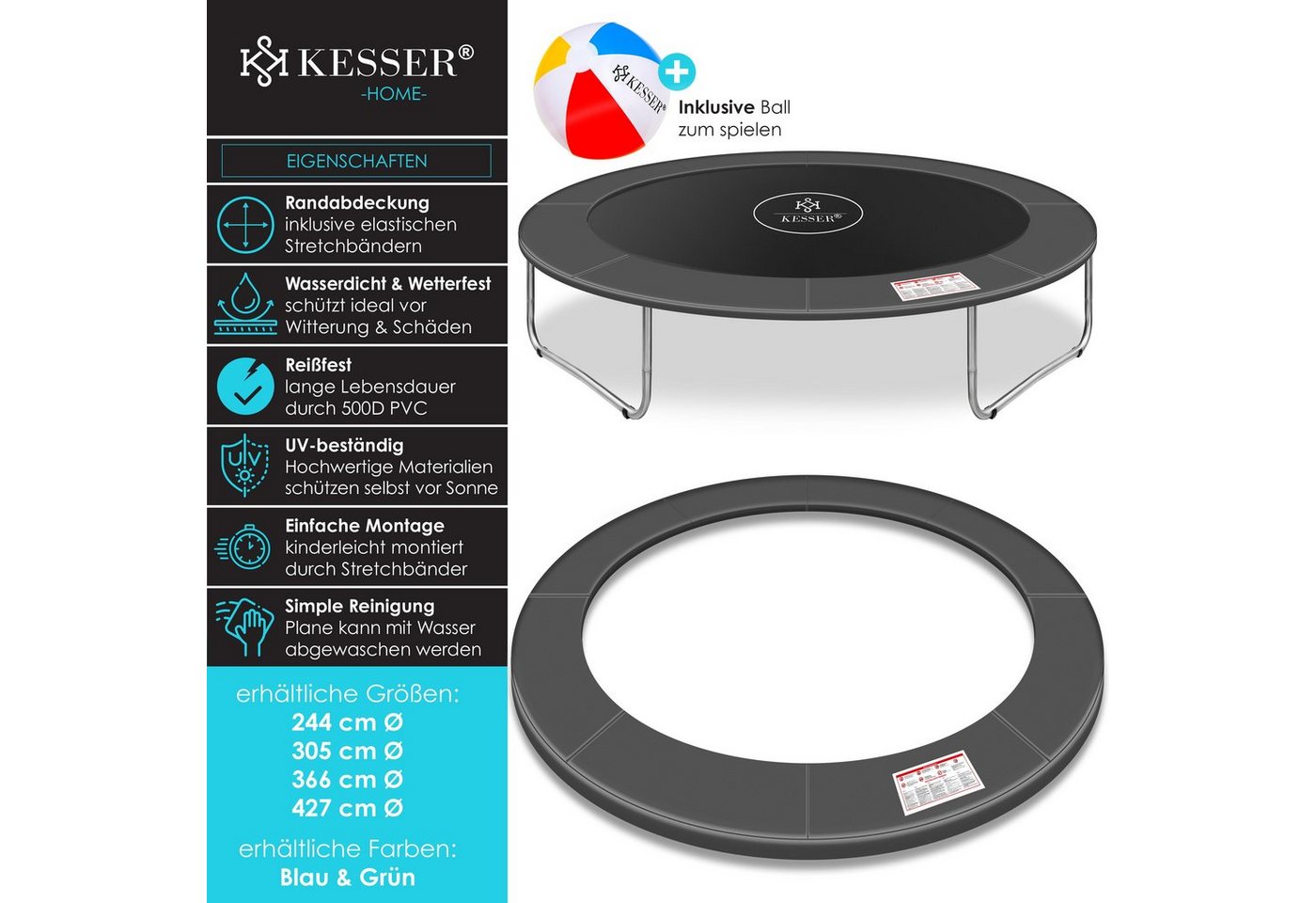 KESSER Trampolin-Randabdeckung UV-beständig für Trampolin 426 cm Anthrazit Bild 4