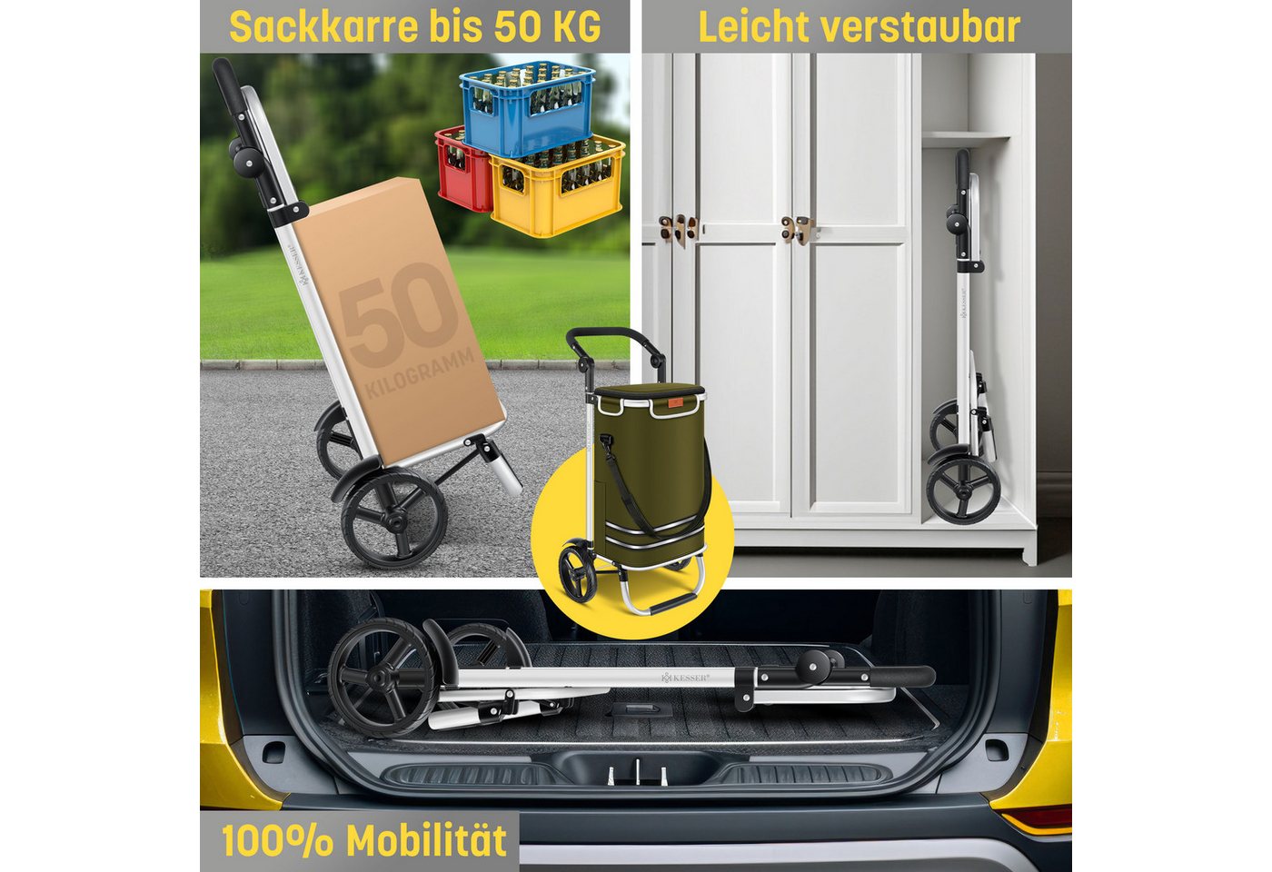 KESSER Einkaufstrolley Klappbar 56, Volumen Belastbar Bis 50 kg Khaki Bild 4