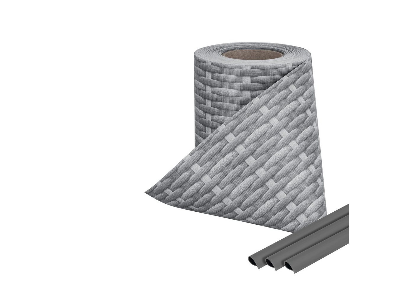 KESSER PVC Sichtschutzstreifen für Doppelstabmatten 35 m Rattan Grau
