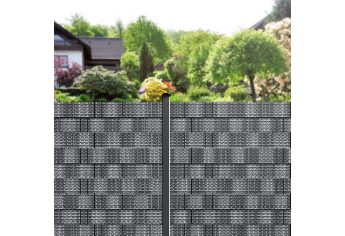 KESSER PVC Sichtschutzstreifen für Doppelstabmatten 35 m Rattan Grau Bild 2