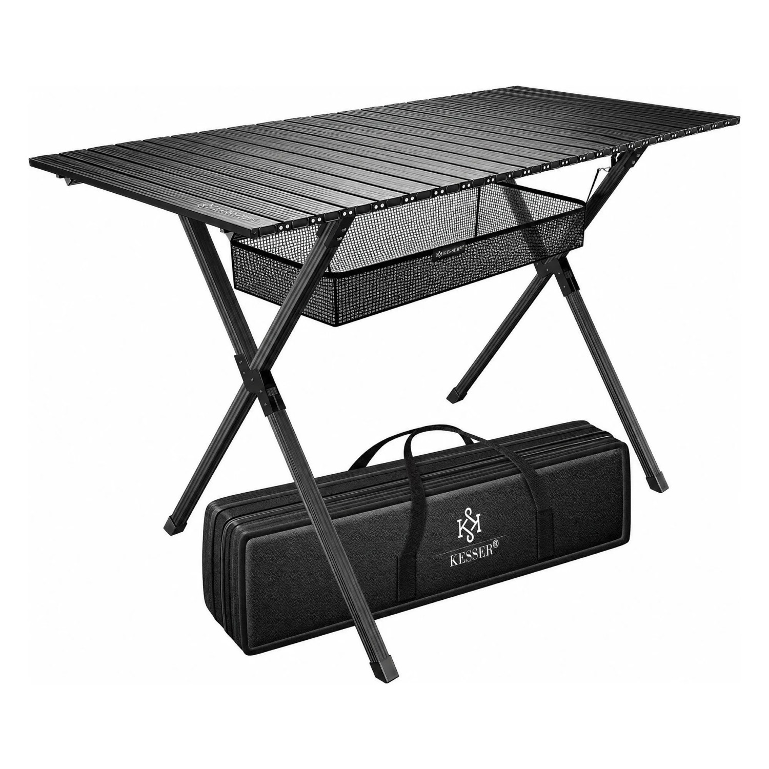 KESSER Campingtisch Faltbar 145 x 70 x 70 cm Bis 100 kg Schwarz