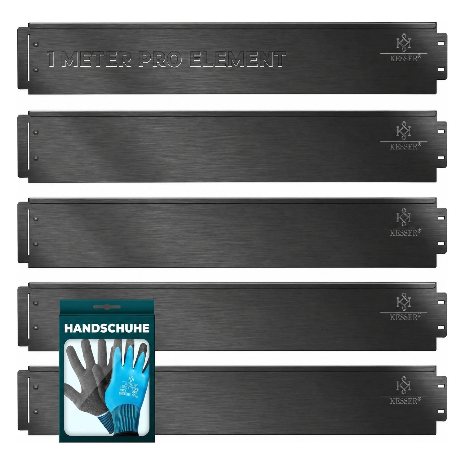 KESSER Rasenkante Beeteinfassung Metall Länge 40 m Höhe 14 cm Schwarz