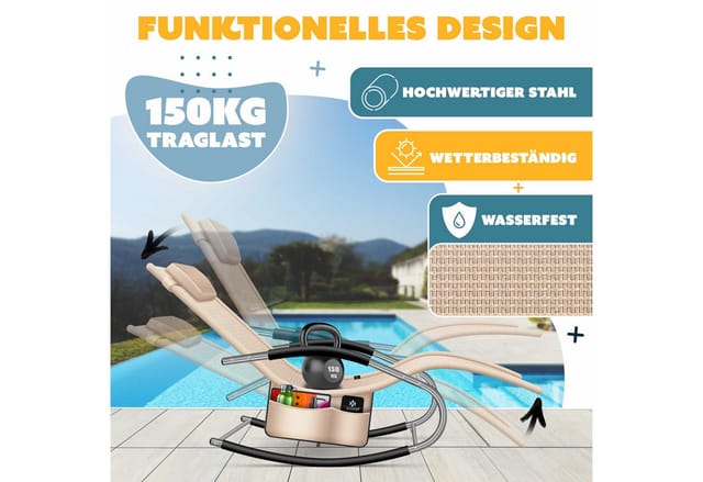 KESSER Sonnenliege Klappbar Ergonomisch Belastbarkeit 150 kg Beige