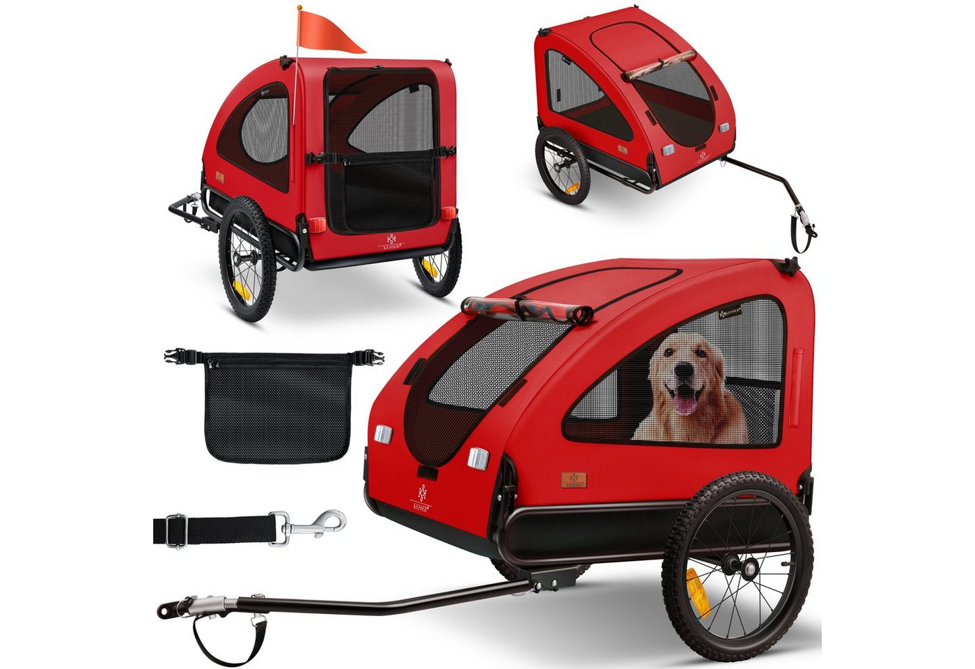 KESSER Hundeanhänger Boxer 2 In 1 Volumen 250, Bis 45 kg Rot und Schwarz Bild 3