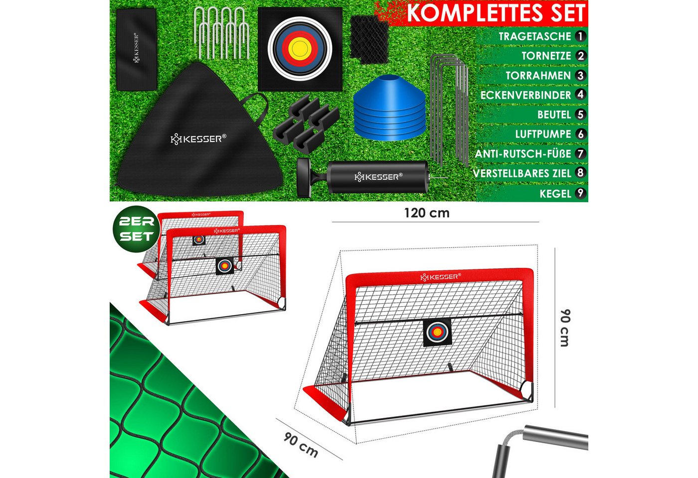 KESSER Fußballtor für Kinder Kinderfußballtor Rot 2er Set 2 Tore Bild 3