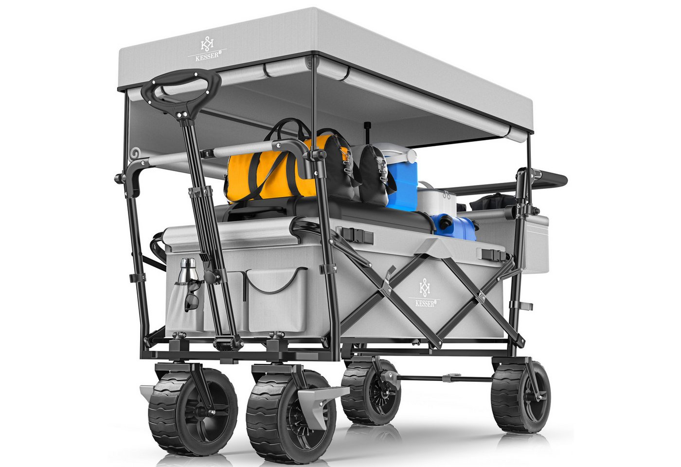 KESSER Bollerwagen GT9000 Faltbar mit Dach Belastbar Bis 150 kg Grau Bild 3