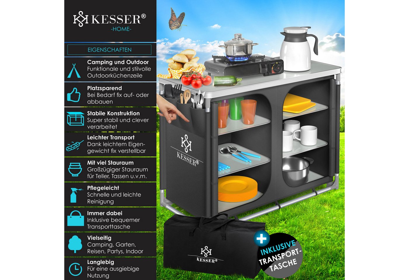 KESSER Campingschrank Campingküche mit Aluminiumgestell Typ F6 Anthrazit Bild 2