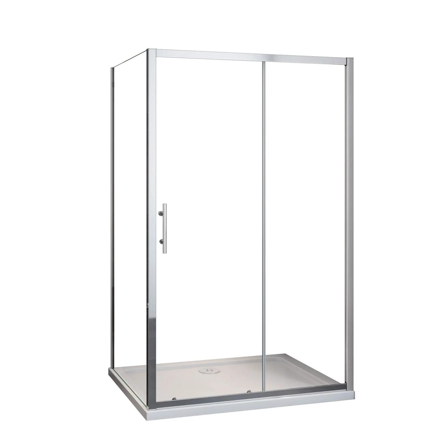 AICA Duschtür Duschkabine 100 cm Schiebetür mit 90 cm Seitenwand H 185 cm Duschabtrennung 5 mm ESG Sicherheitsglas Chrom Glanz