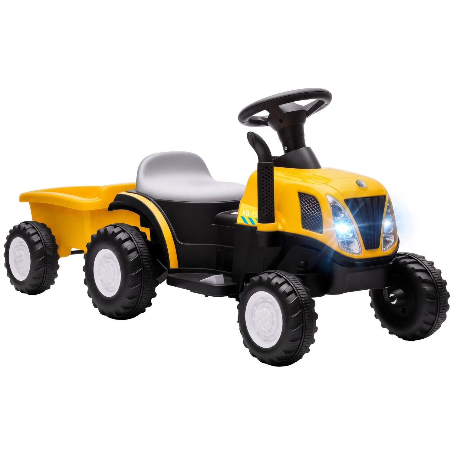 AIYAPLAY Elektrischer Traktor Kunststoff Metall 106L x 40,5B x 48,5H cm Gelb