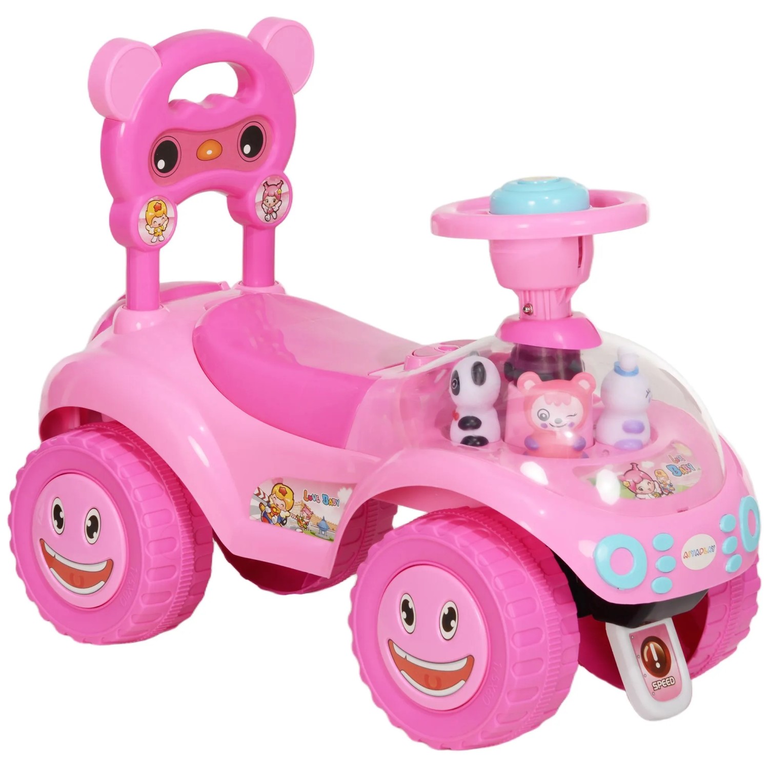 AIYAPLAY Kinder Rutschauto Kunststoff Metall 62 x 29.5 x 48.5 cm Rosa
