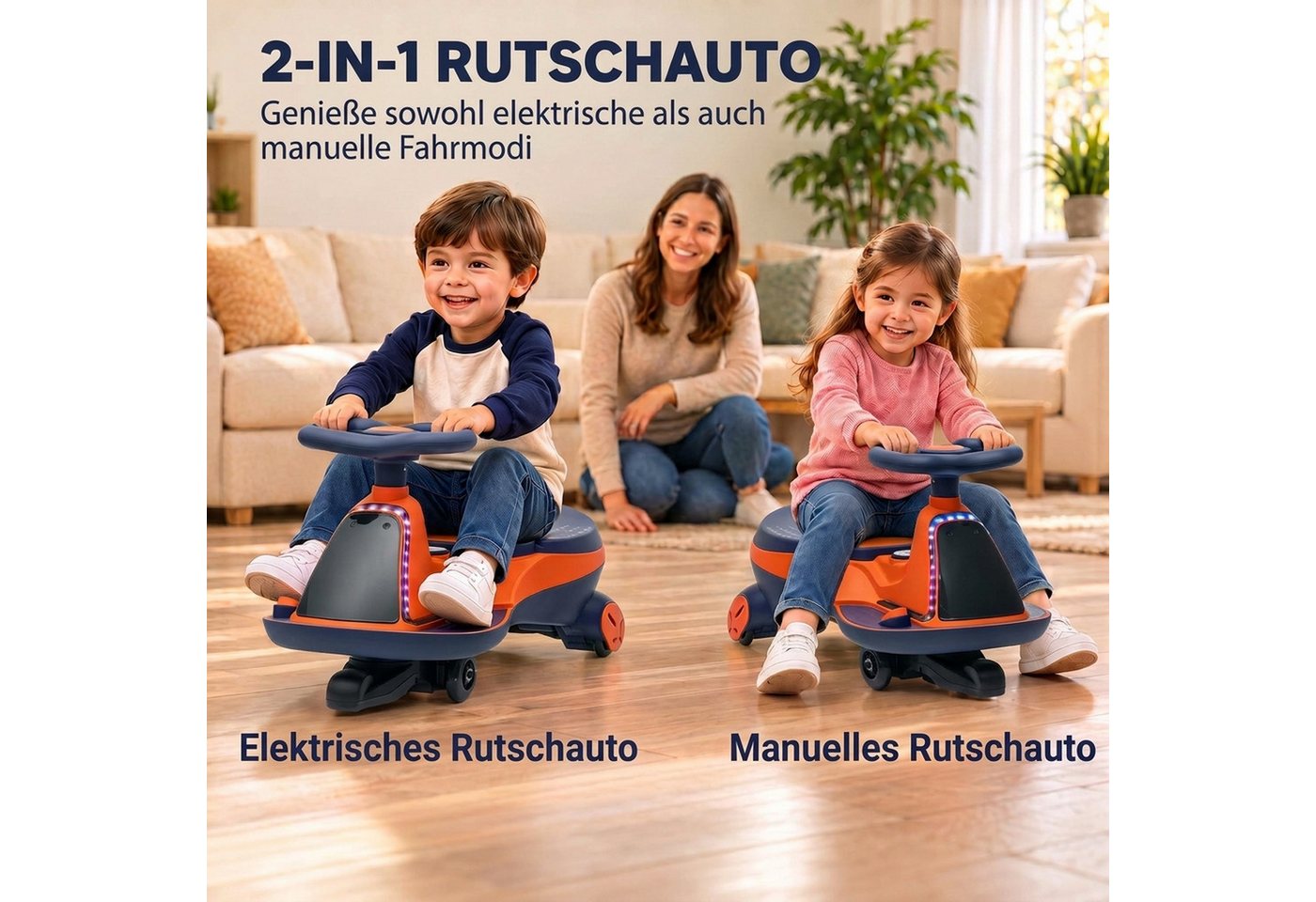 AIYAPLAY Elektro Rutschauto Metall Kunststoff 78L x 34B x 40H cm Orange Bild 2