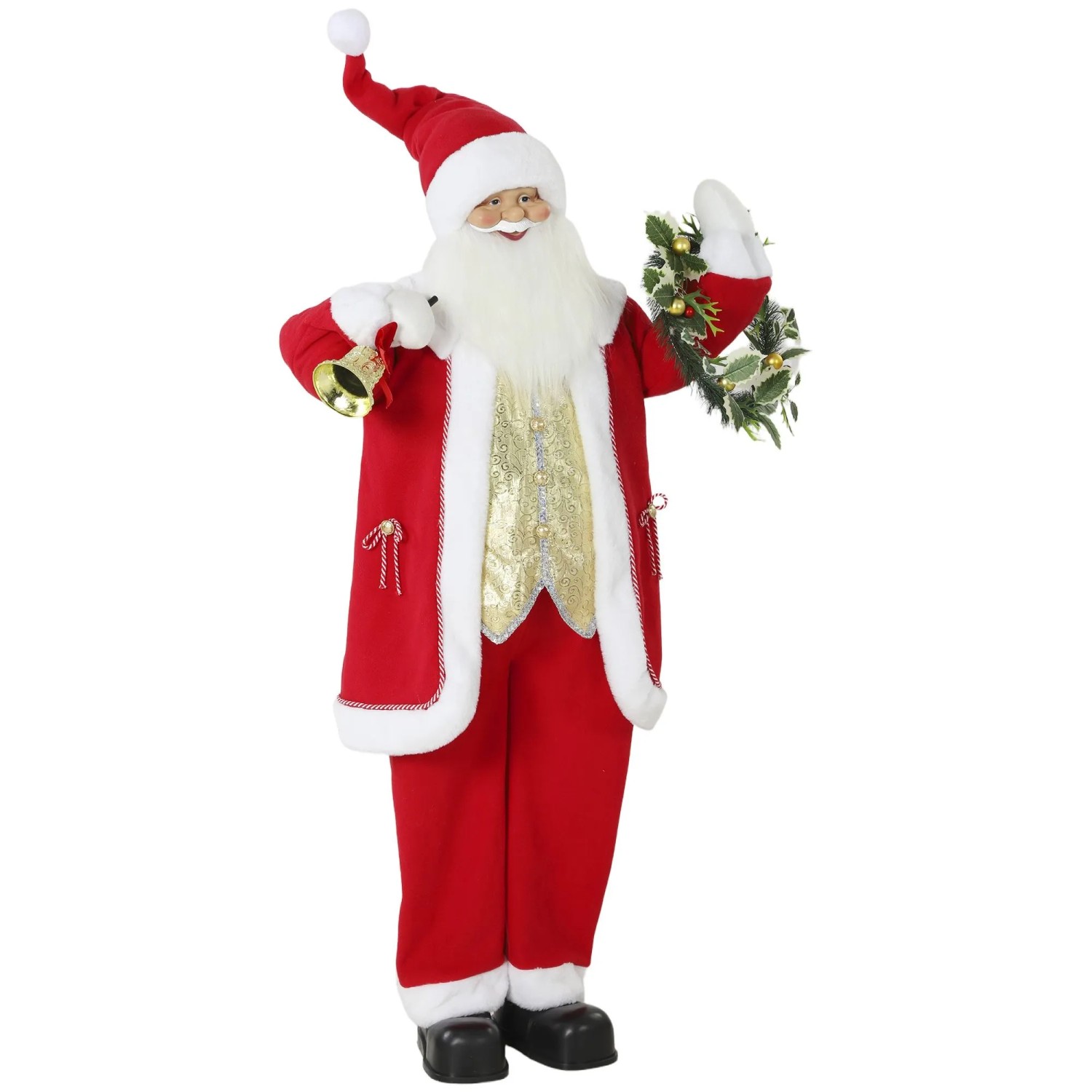HOMCOM Singender Weihnachtsmann Polyester Metall 70 x 28 x 150 cm Rot