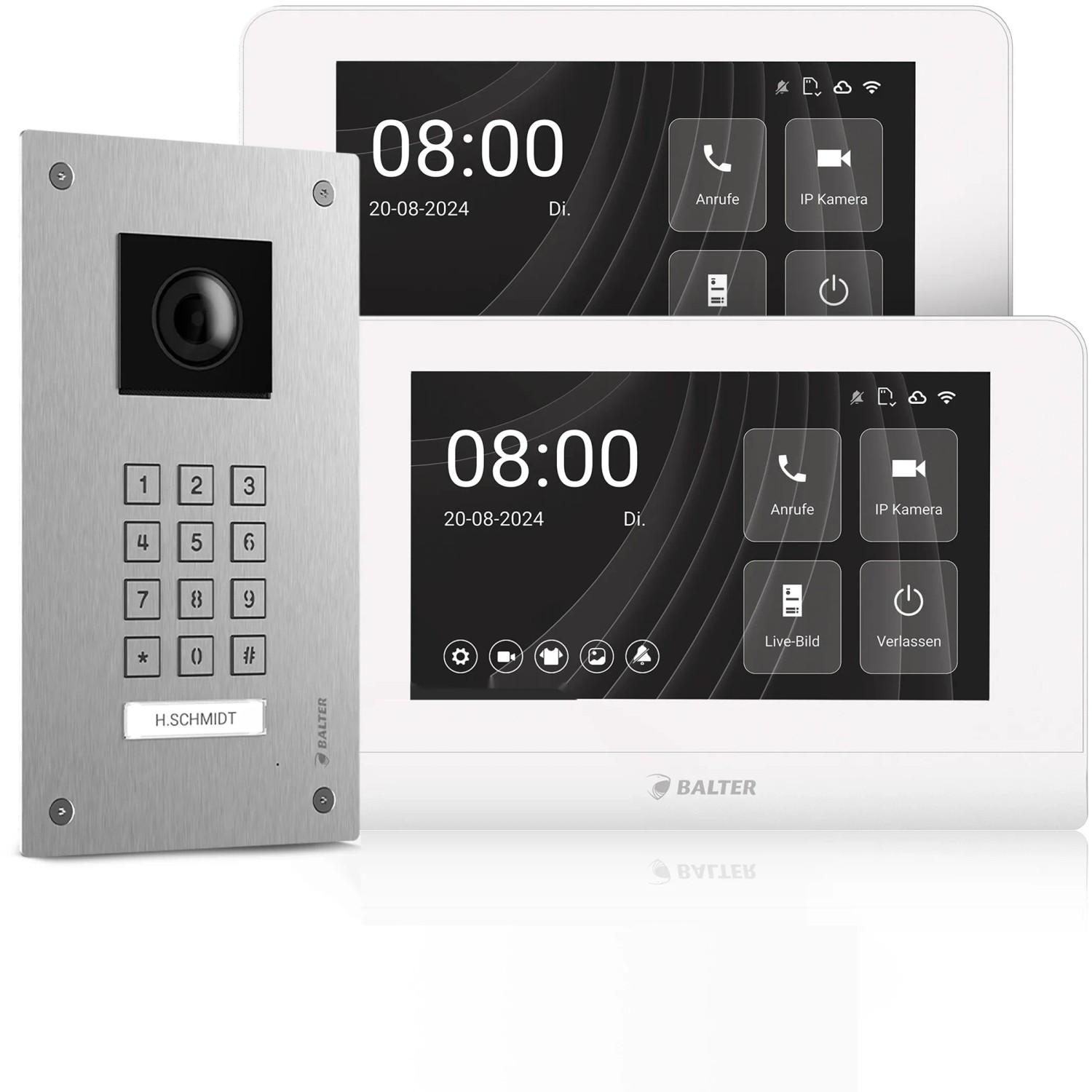 Balter Entri LN Video Türsprechanlage mit App Komplettset für Einfamilienhaus mit 2x 7 Zoll Monitor Unterputz