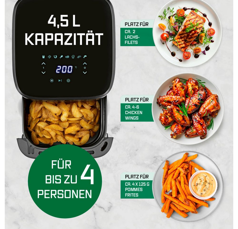 GOURMETmaxx Heißluft-Fritteuse 1200W schwarz matt Bild 2
