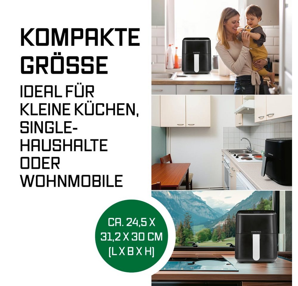 GOURMETmaxx Heißluft-Fritteuse 1200W schwarz matt Bild 4