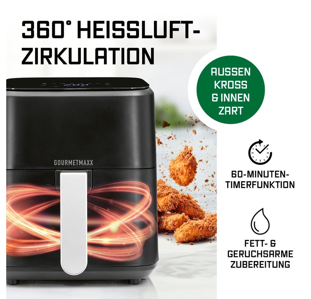 GOURMETmaxx Heißluft-Fritteuse 1200W schwarz matt Bild 5
