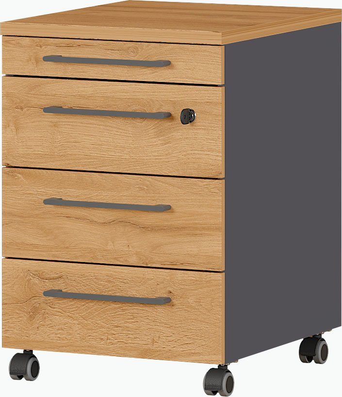 GERMANIA Rollcontainer Agenda, 42 x 61 x 49 cm, Laufrollen, Soft Close, abschließbar, Made in Germany Bild 2