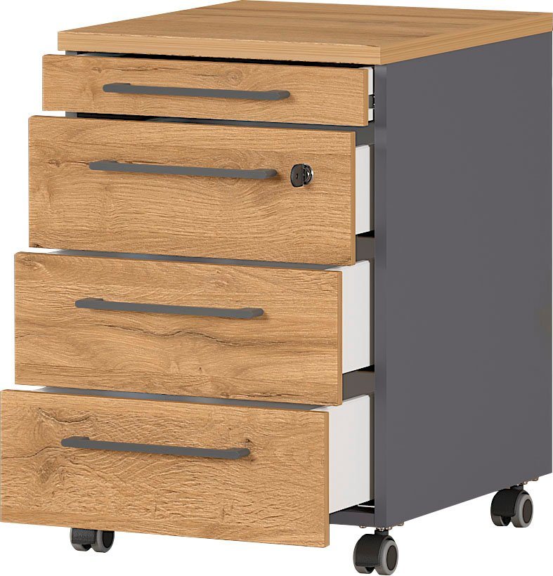 GERMANIA Rollcontainer Agenda, 42 x 61 x 49 cm, Laufrollen, Soft Close, abschließbar, Made in Germany Bild 5