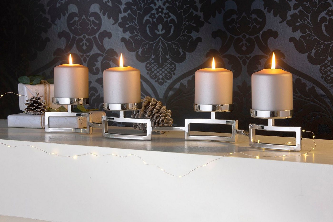Fink Kerzenleuchter HOMMAGE, Weihnachtsdeko (1 St), silberfarben - aus Edelstahl und Glas, 4-flammig, Adventsleuchter Bild 2