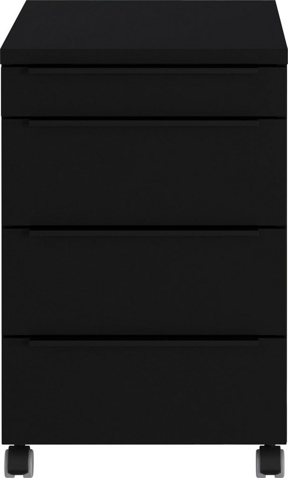 GERMANIA Rollcontainer Mailand, mit 4 Schubladen, optional mit Schubladendämpfung, 42 x 63 x 60 cm, Laufrollen, Soft Close, Metallgriffe, Made in Germany Bild 3