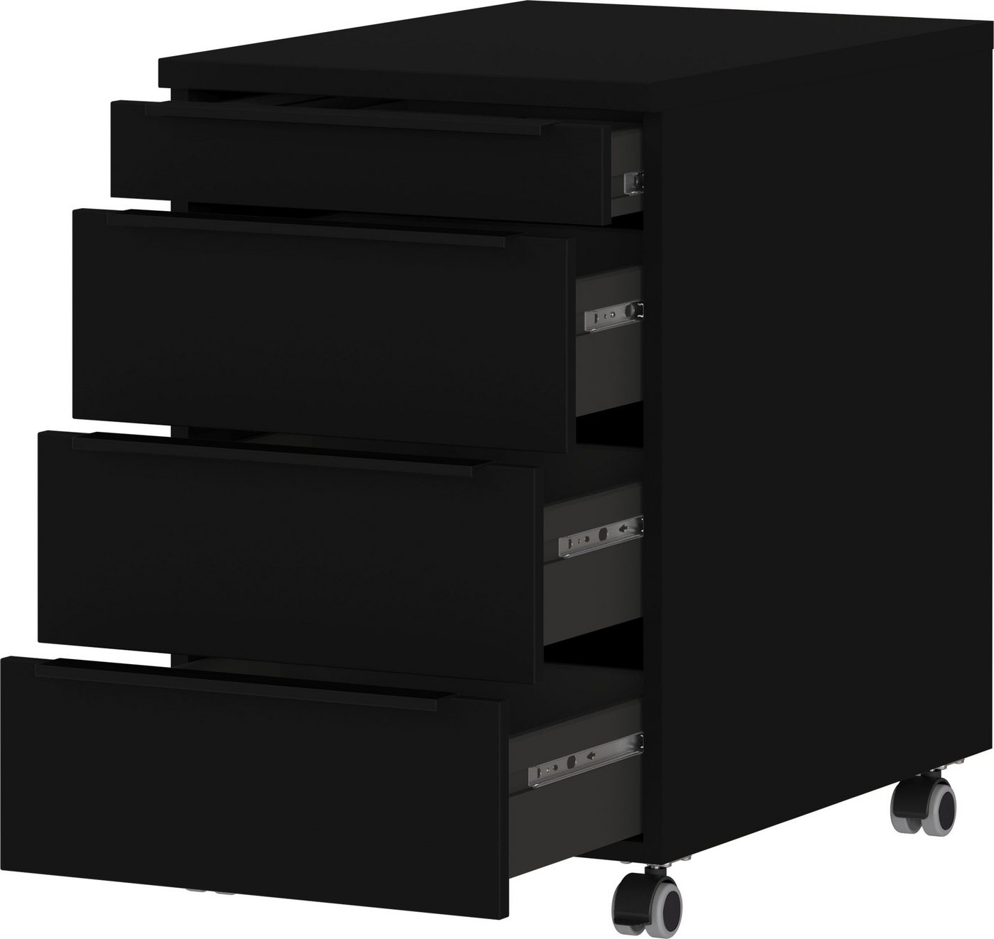 GERMANIA Rollcontainer Mailand, mit 4 Schubladen, optional mit Schubladendämpfung, 42 x 63 x 60 cm, Laufrollen, Soft Close, Metallgriffe, Made in Germany Bild 4