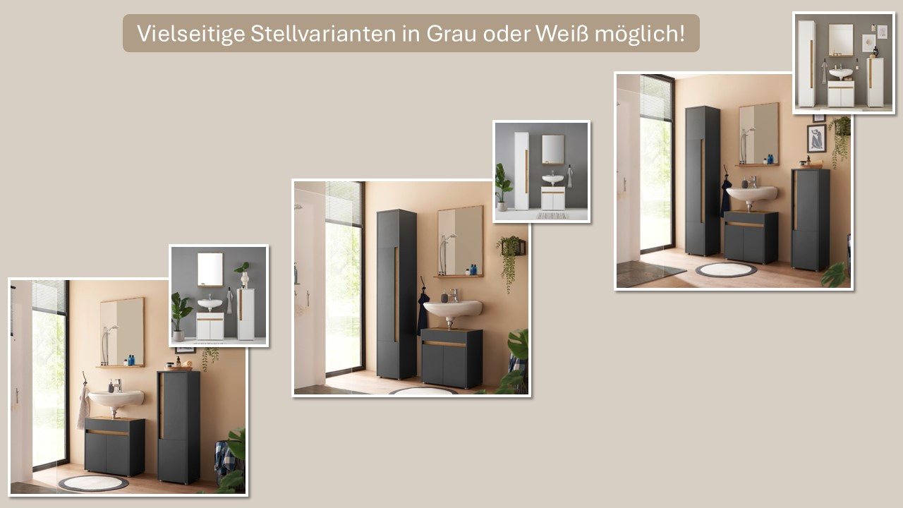 Home affaire Badmöbel-Set CITY/ GIRON, Bad im zeitlosen Design, 4-teiliges Badezimmer, (Set, 4-St), Badschränke und Spiegel, in zwei Farben verfügbar, viel Stauraum Bild 4