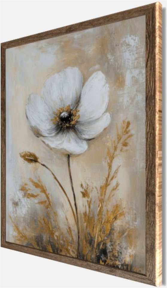 Bönninghoff Bild mit Rahmen Wandbild gerahmt BLUME GOLD 40x50 cm – Elegante Wanddeko modern, Blumen, Blumenbilder, Gemälde, Kunst, Pflanzen (1 St), mit dekorativem Rahmen Bild 2