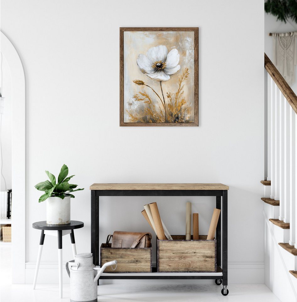 Bönninghoff Bild mit Rahmen Wandbild gerahmt BLUME GOLD 40x50 cm – Elegante Wanddeko modern, Blumen, Blumenbilder, Gemälde, Kunst, Pflanzen (1 St), mit dekorativem Rahmen Bild 3