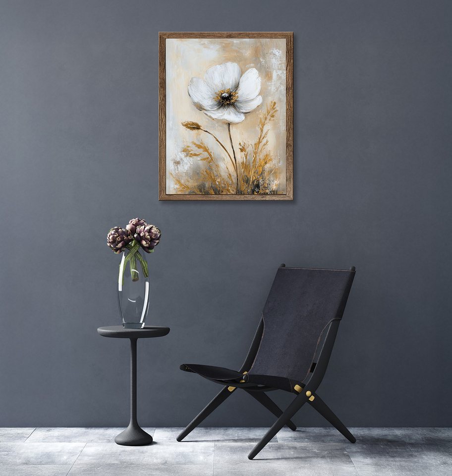 Bönninghoff Bild mit Rahmen Wandbild gerahmt BLUME GOLD 40x50 cm – Elegante Wanddeko modern, Blumen, Blumenbilder, Gemälde, Kunst, Pflanzen (1 St), mit dekorativem Rahmen Bild 4