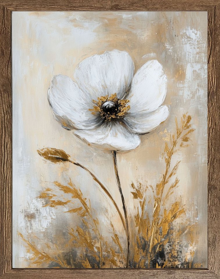 Bönninghoff Bild mit Rahmen Wandbild gerahmt BLUME GOLD 40x50 cm – Elegante Wanddeko modern, Blumen, Blumenbilder, Gemälde, Kunst, Pflanzen (1 St), mit dekorativem Rahmen Bild 5
