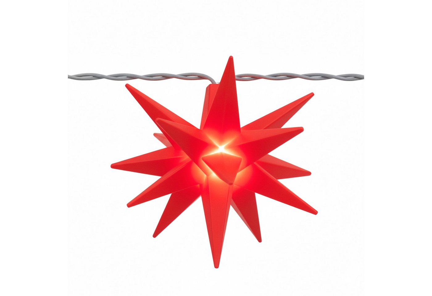 OTTO home LED-Lichterkette 10er 3D-Sterne, Timer, Länge 4,5m, Rot, Weiß oder Gelb, Indoor Outdoor, 10-flammig, mit Zeitschaltuhr, 4,5 m beleuchtet & 3 m Zuleitung, innen, außen Bild 2