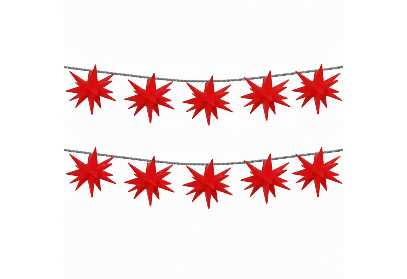 OTTO home LED-Lichterkette 10er 3D-Sterne, Timer, Länge 4,5m, Rot, Weiß oder Gelb, Indoor Outdoor, 10-flammig, mit Zeitschaltuhr, 4,5 m beleuchtet & 3 m Zuleitung, innen, außen Bild 3