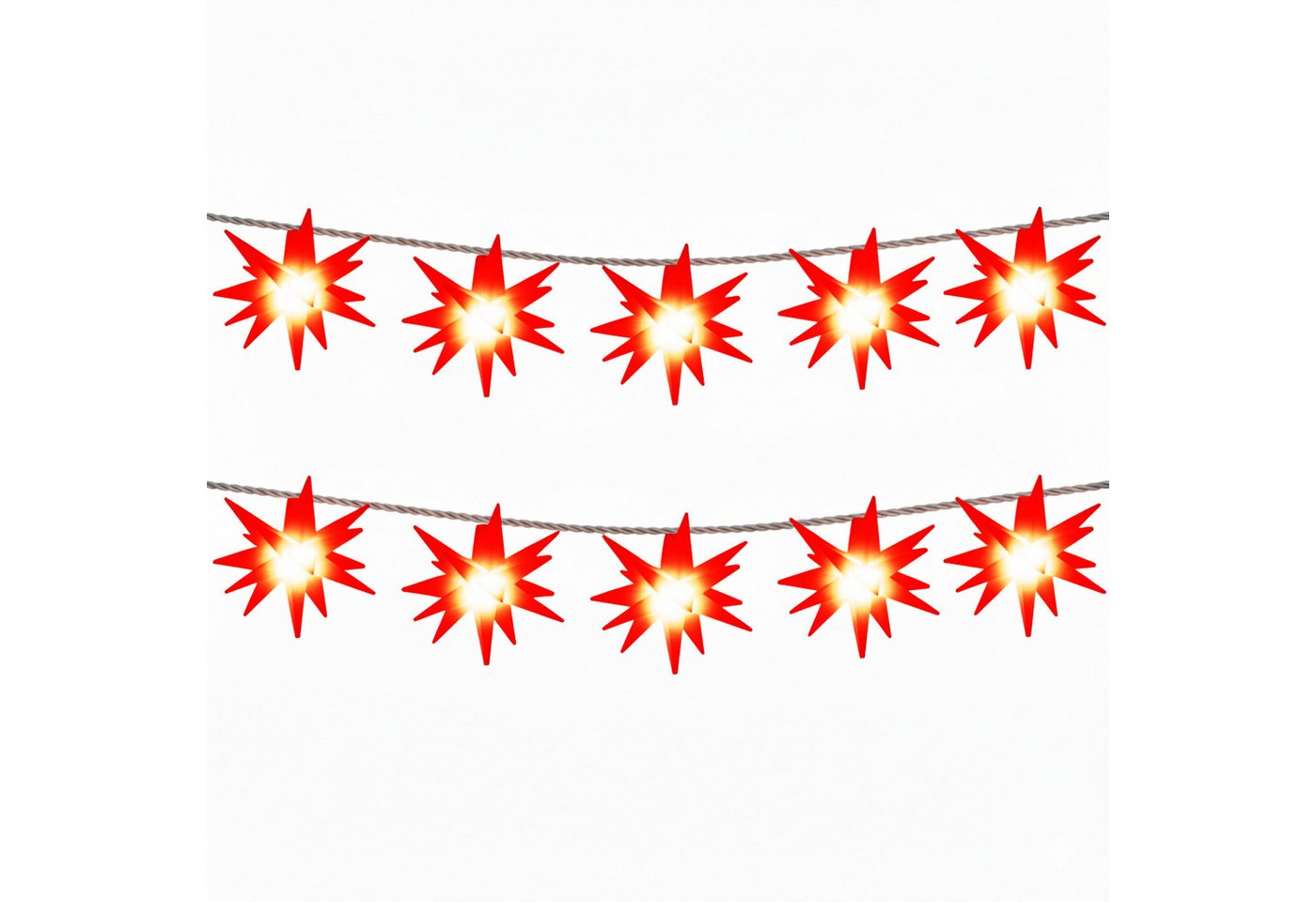 OTTO home LED-Lichterkette 10er 3D-Sterne, Timer, Länge 4,5m, Rot, Weiß oder Gelb, Indoor Outdoor, 10-flammig, mit Zeitschaltuhr, 4,5 m beleuchtet & 3 m Zuleitung, innen, außen Bild 5