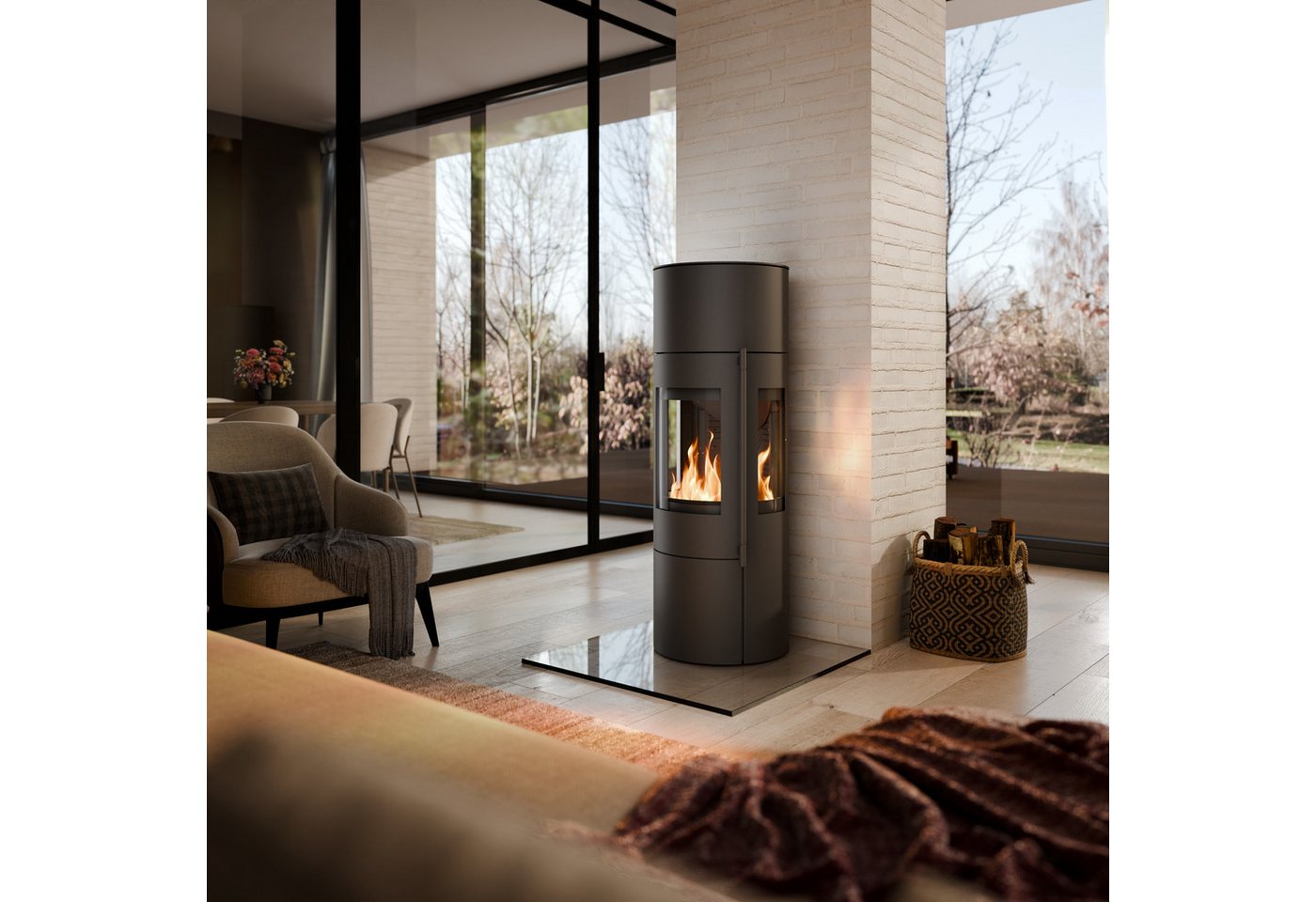 Haas + Sohn Kaminofen LUMINUS.l HSC*, tief-schwarz, Zeitbrand