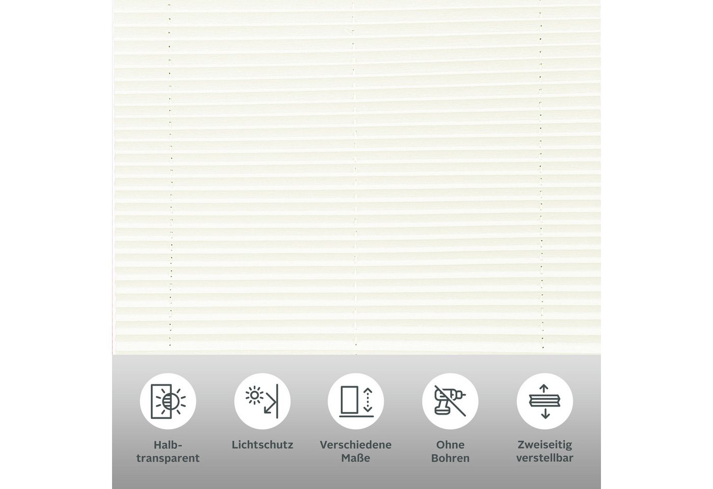 OTTO home Plissee NELLIA, ohne Bohren, feine Struktur, Klemmfix, Lichtschutz, ohne Bohren, freihängend, Klemmfix, Klemmfix, feine Struktur, NEUHEIT für Fenster & Tür, Lichtschutz Bild 5