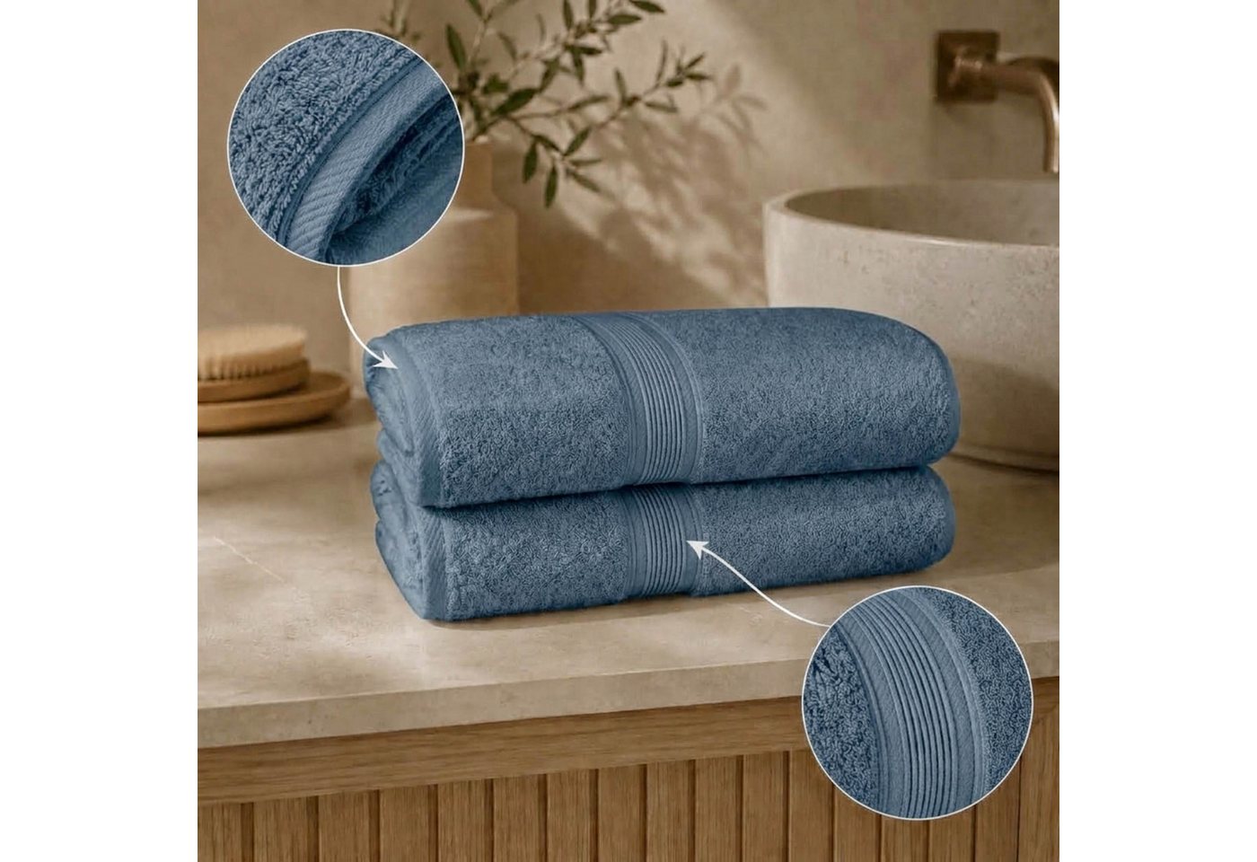 OTTO home Badetücher Finnja, 2 Premium Duschtücher, 550 gr/m², 70x140cm, Frottier (2-St), 100% Baumwolle, unifarben, weich & flauschig, 5 Jahre Garantie Bild 4