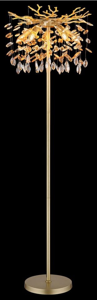 GLOBO LIGHTING Stehlampe QUEENA, ohne Leuchtmittel, Stehleuchte gold Kristall, E14, Fußschalter, klassisch elegant