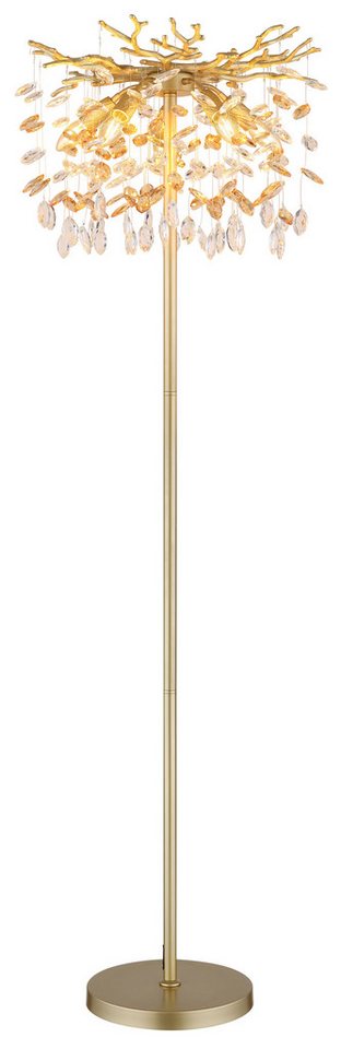 GLOBO LIGHTING Stehlampe QUEENA, ohne Leuchtmittel, Stehleuchte gold Kristall, E14, Fußschalter, klassisch elegant Bild 4