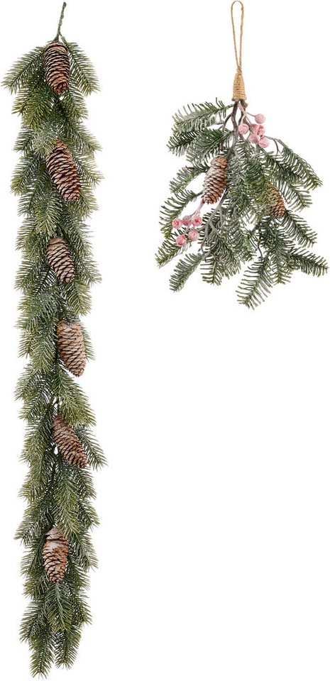 Winterliche Kunstpflanze Tannengirlande, ca.91cm lang, OTTO home, mit Zapfen, in gefrosteter Optik
