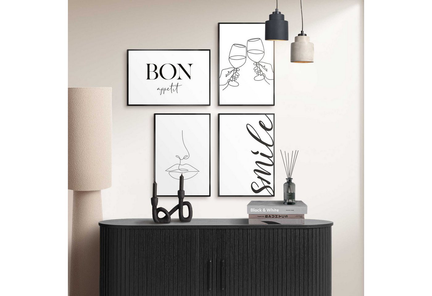 Reinders! Bild mit Rahmen Prost, Schriftzüge (4 St), Küche - Schwarz-Weiß - MDF - Sprüche - 20x30 cm Bild 2