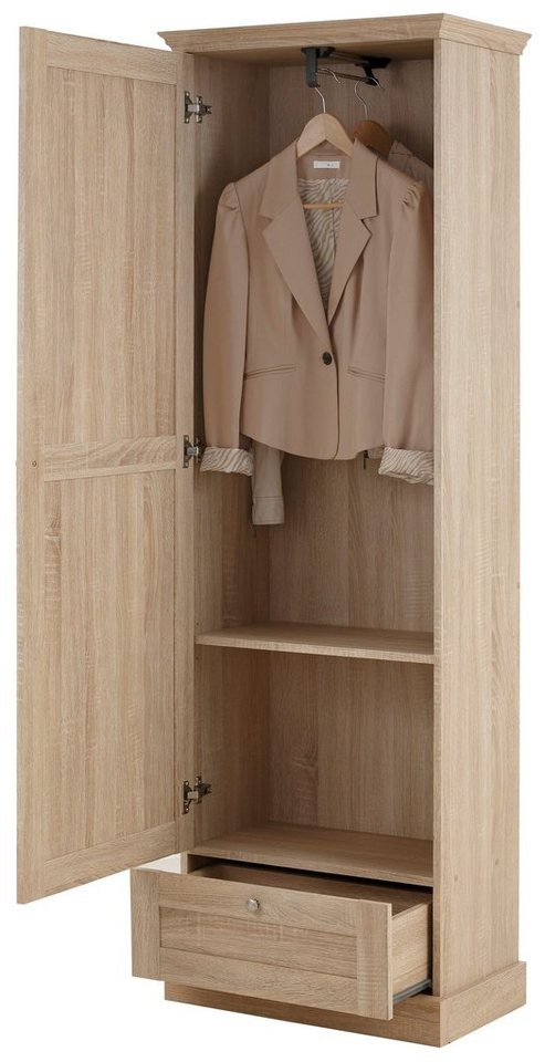 OTTO home Garderobenschrank Binz Flurschrank mit 1 Tür, 1 Schublade und ausziehbare Kleiderstange 1 verstellbarer Einlegebode, Metallknopfgriffe, Höhe 180 cm Bild 2