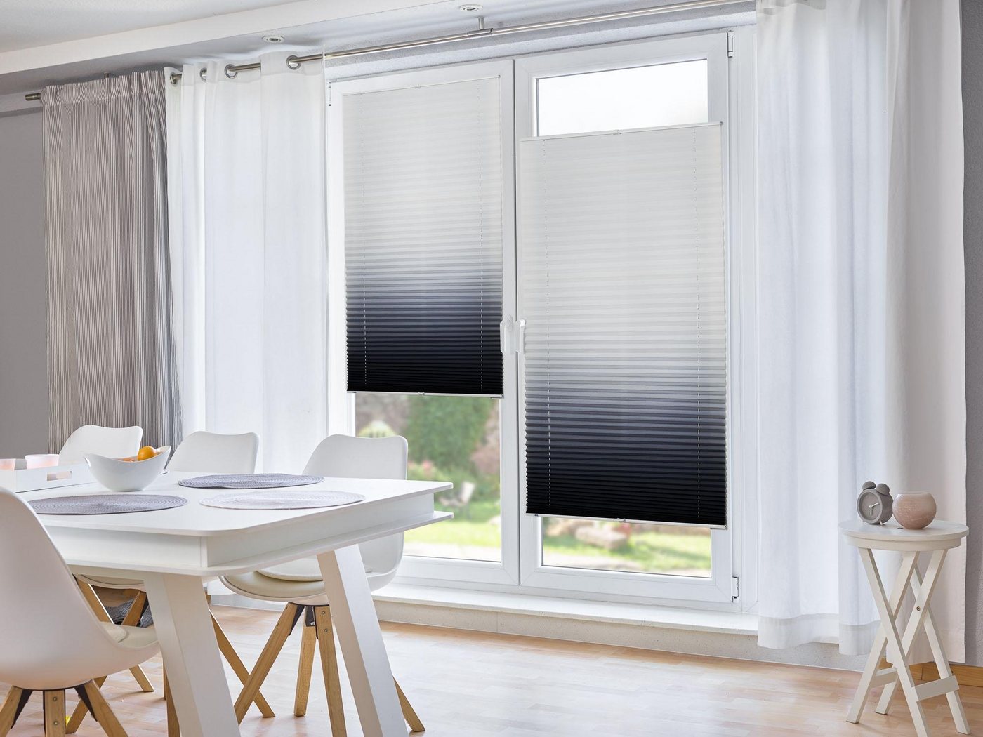 K-HOME Plissee Farbverlauf Sunrise, ohne Bohren, Klemmfix, Farbverlauf, Lichtschutz, ohne Bohren, verspannt, Klemmfix