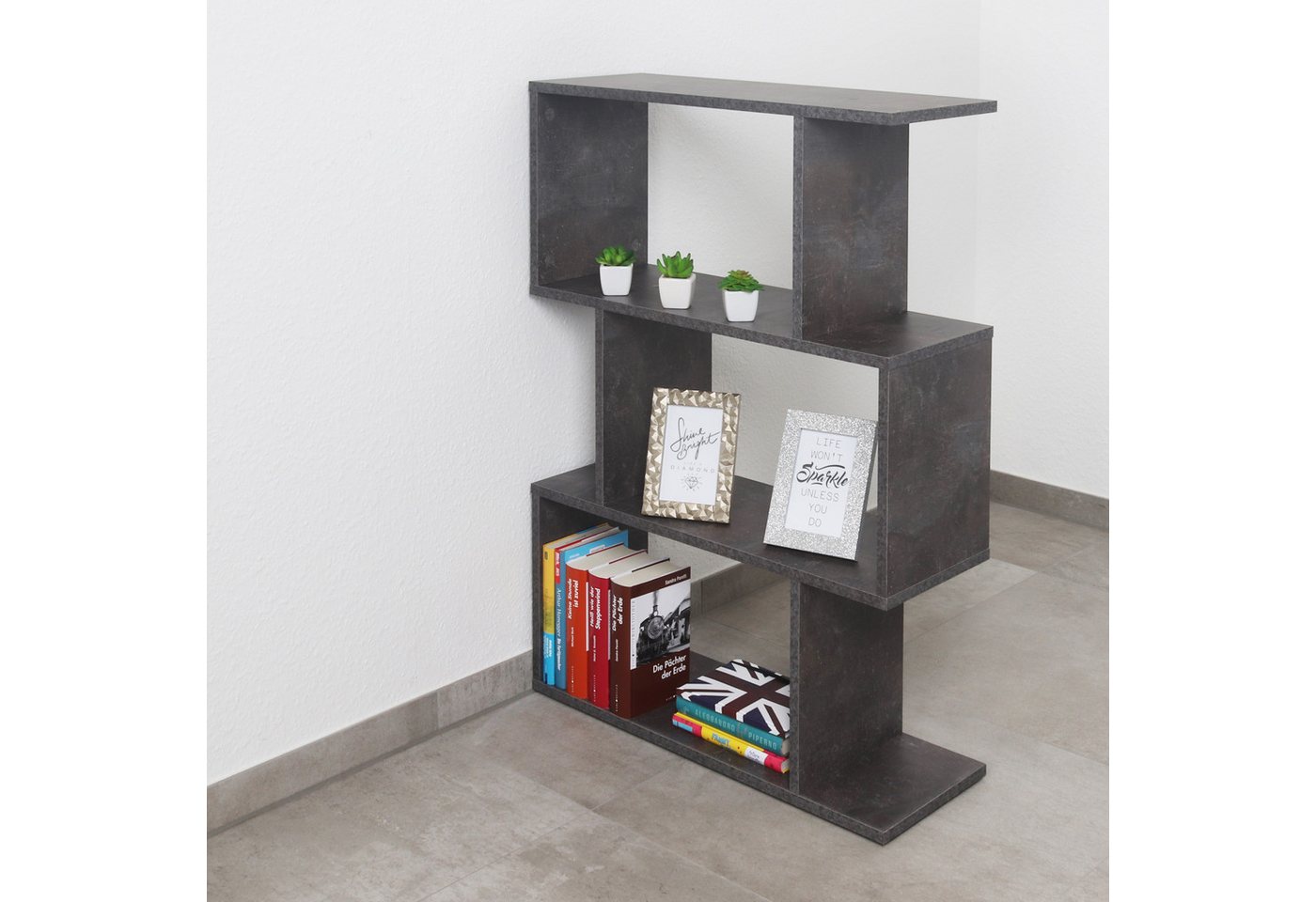 RICOO Standregal WM072-BG, 1-tlg., kleines stehendes Regal schmal, Bücherregal fürs Wohnzimmer Bild 5